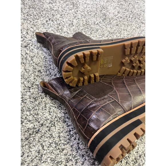 Madewell The Ivy Chelsea Boot Croc Embossed Leather Women’s 7.5‎ Lug Sole Brown - Picture 7 of 12